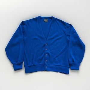 Vintage Towncraft Cardigan Sweater Mens XL Blue Acrylic Knit 60s‎ Sportswear